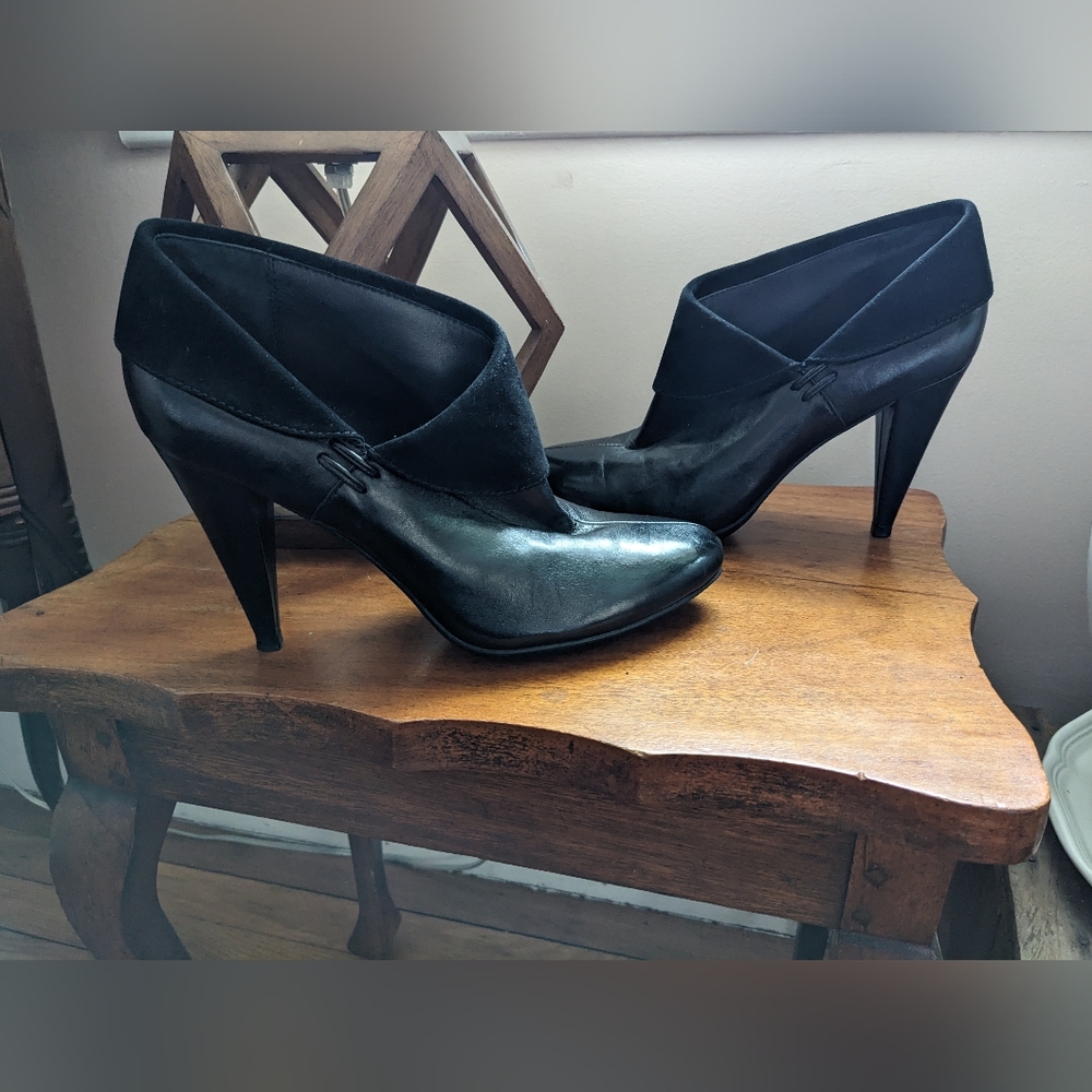 Never worn Coach black leather & suede booties.